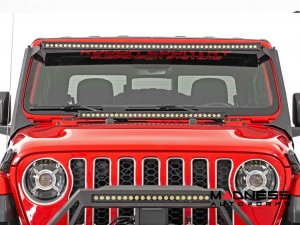 Jeep Wrangler JL Lighting Upgrade - 50in Windshield Mount - Black Series w/ White DRL - Dual Row LED Jeep Wrangler JL Lighting Upgrade - 50in Windshield Mount - Black Series w/ White DRL - Dual Row LED